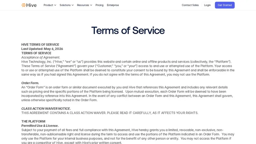 Hive homepage screenshot