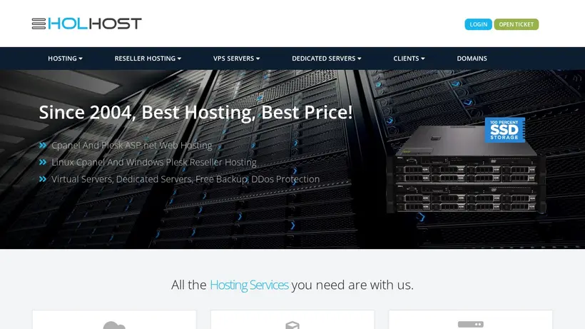 HolHost homepage screenshot