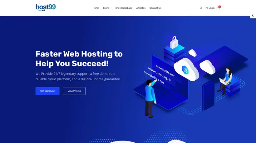 Host 99 homepage screenshot