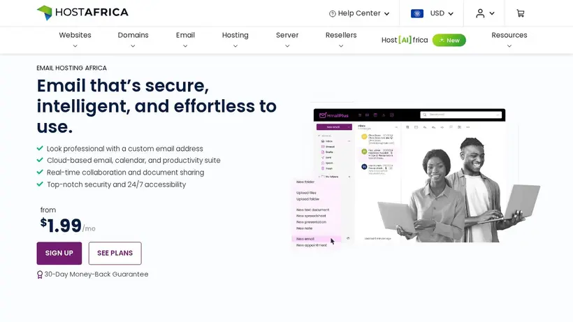 Host Africa homepage screenshot