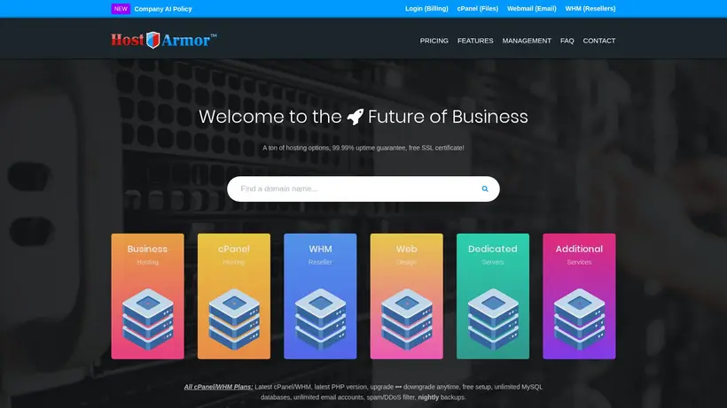 HostArmor homepage screenshot