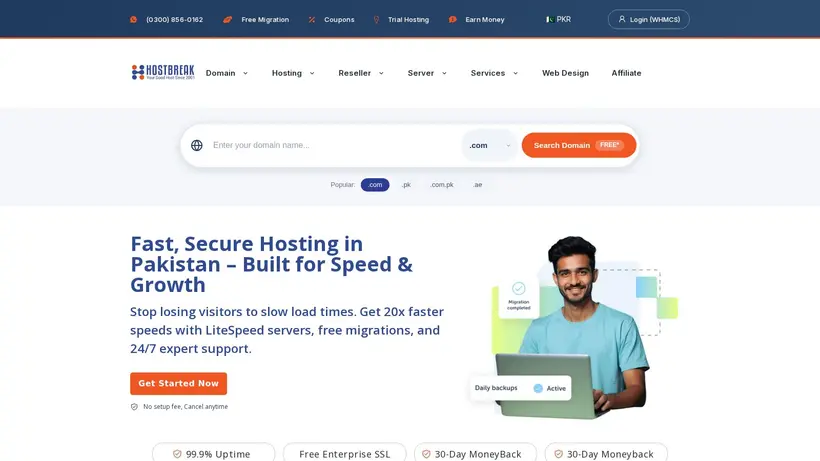 Host Break homepage screenshot