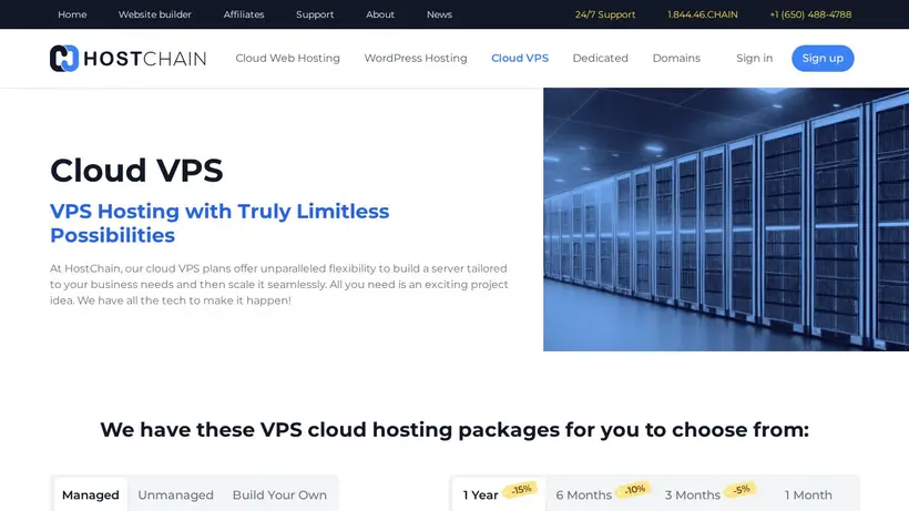 Host Chain homepage screenshot