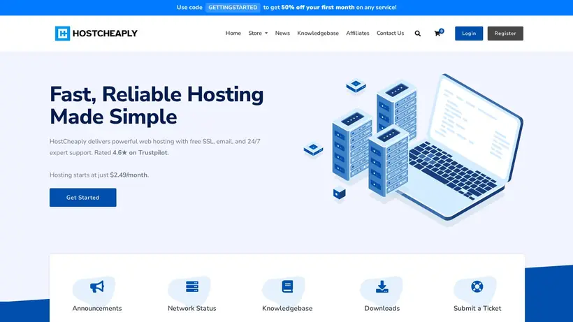 HostCheaply homepage screenshot