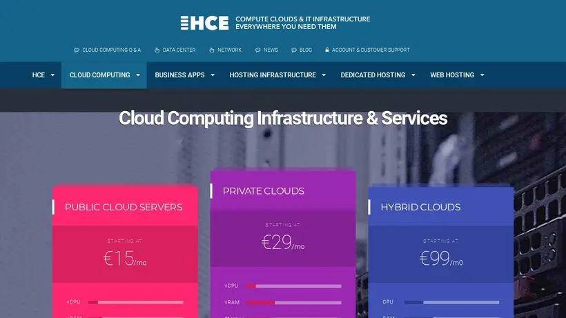Hostcolor Europe homepage screenshot