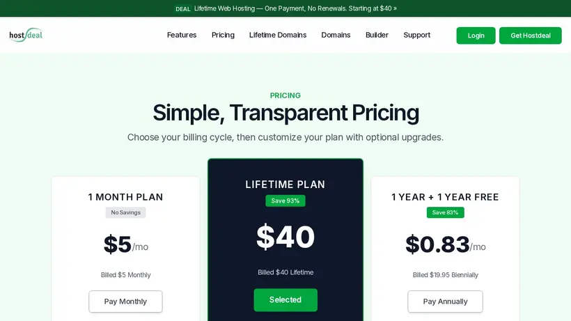 HostDeal homepage screenshot