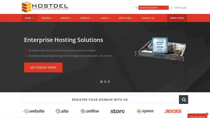 Host Del homepage screenshot
