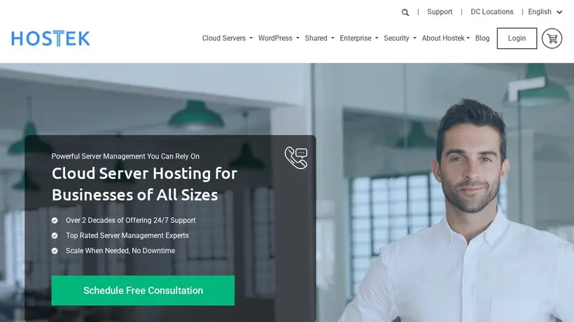 Hostek homepage screenshot