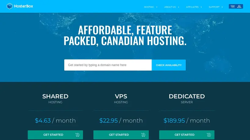 Hoster Box homepage screenshot