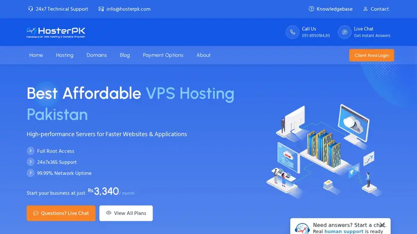 Hoster PK homepage screenshot