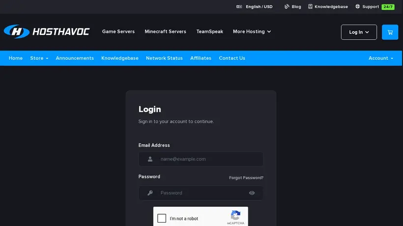 HostHavoc homepage screenshot