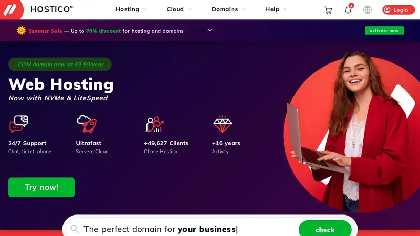 Hostico homepage screenshot