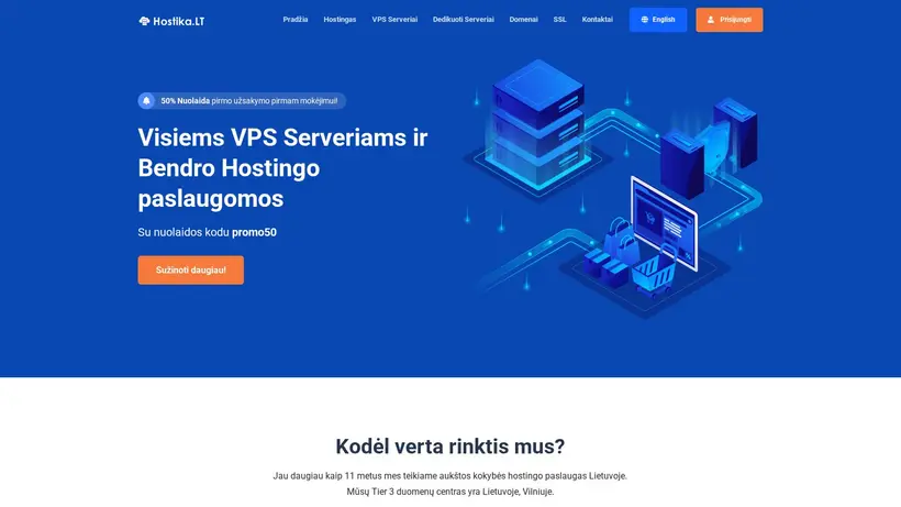 Hostika LT homepage screenshot