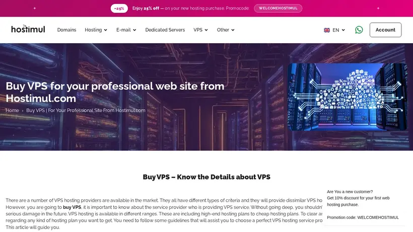 Hostimul homepage screenshot