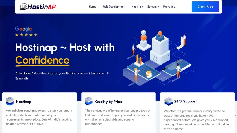 Hostinap homepage screenshot