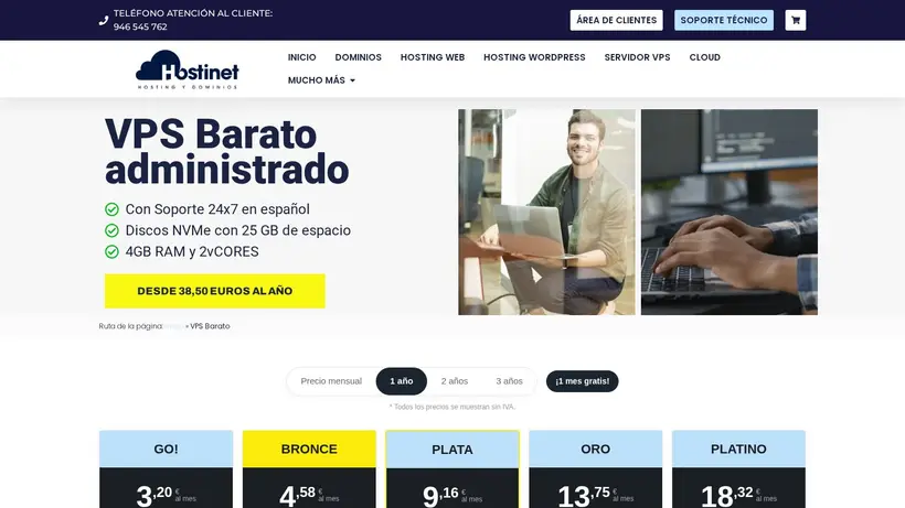 Hostinet homepage screenshot