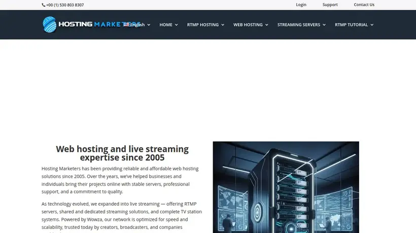Hosting Marketers homepage screenshot