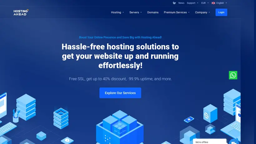 Hosting Ahead homepage screenshot