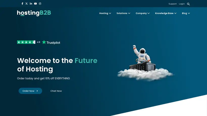 Hosting B2B homepage screenshot