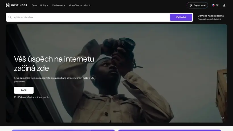 Hostinger.cz homepage screenshot