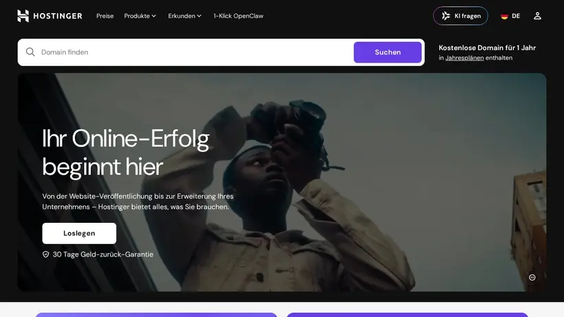Hostinger.de homepage screenshot