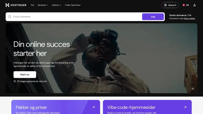 Hostinger.dk homepage screenshot
