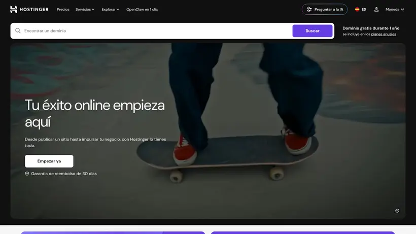 Hostinger.es homepage screenshot