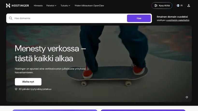 Hostinger.fi homepage screenshot