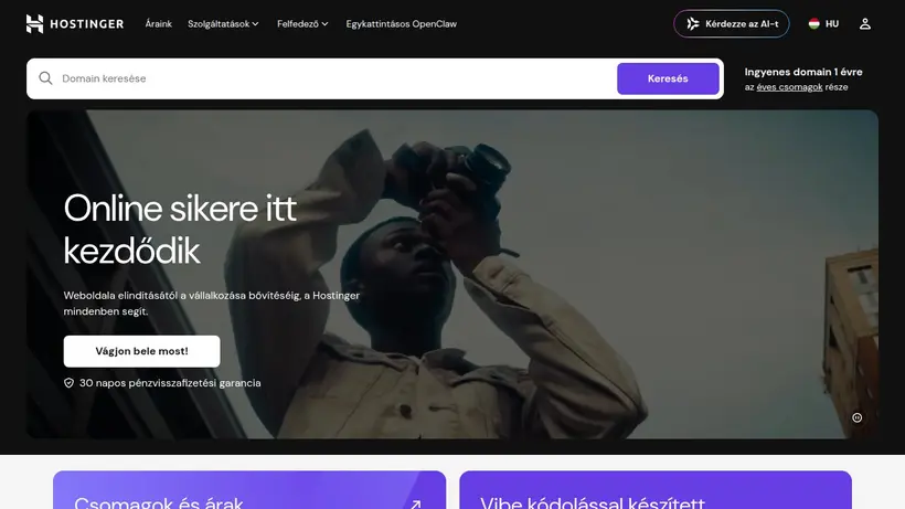 Hostinger.hu homepage screenshot