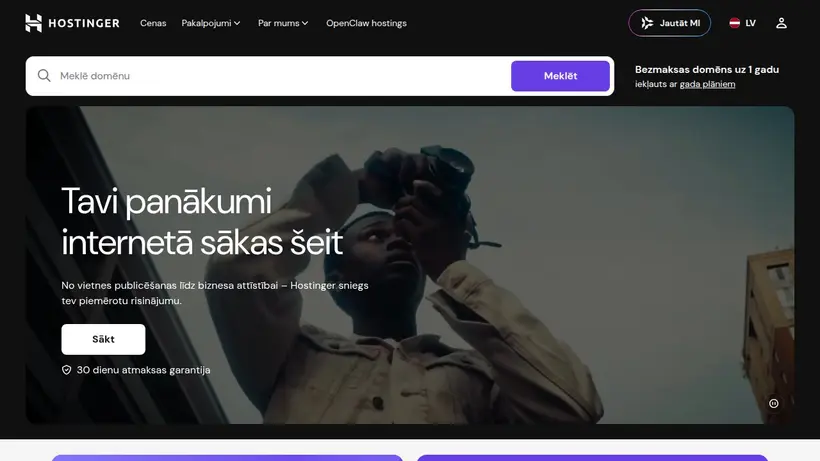 Hostinger.lv homepage screenshot
