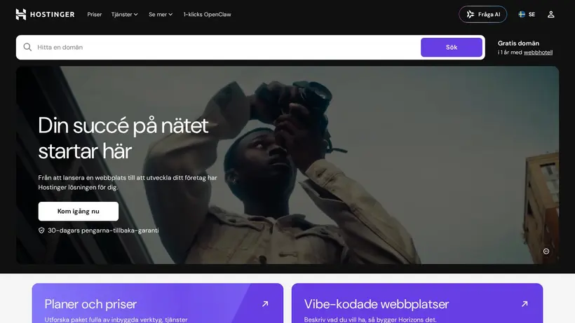 Hostinger.se homepage screenshot
