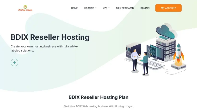 Hosting Oxygen homepage screenshot