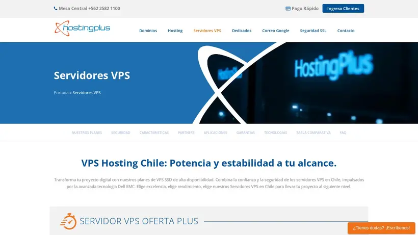 Hosting Plus Colombia homepage screenshot