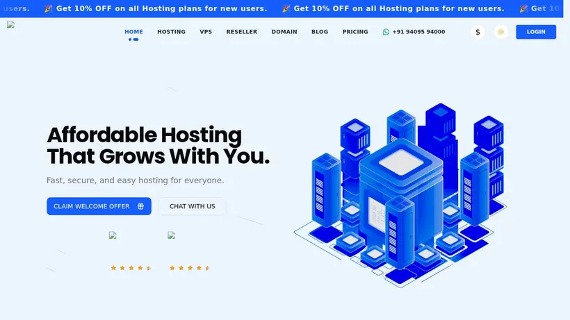 Hosting Spell homepage screenshot