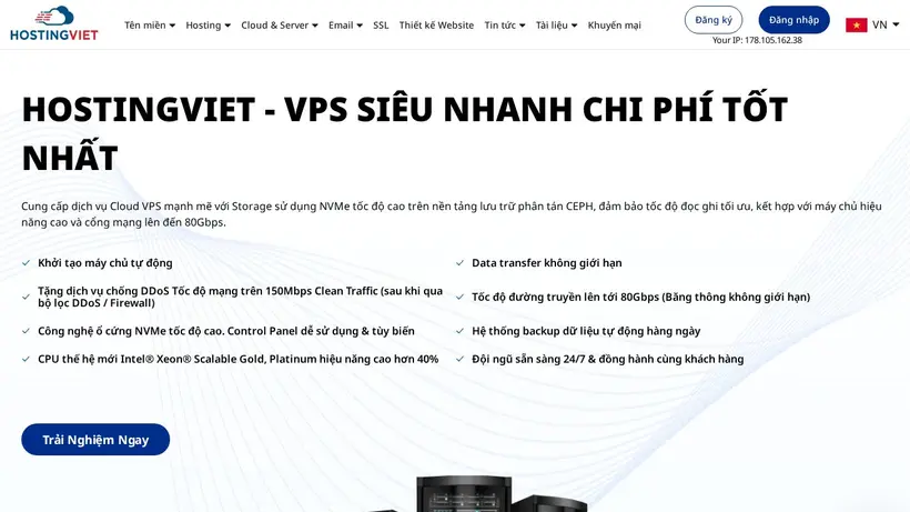 HostingViet homepage screenshot