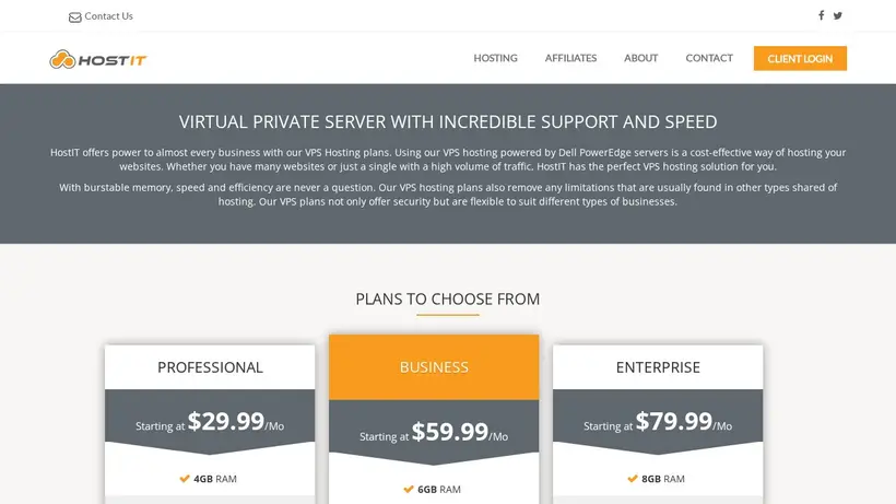 Host IT homepage screenshot