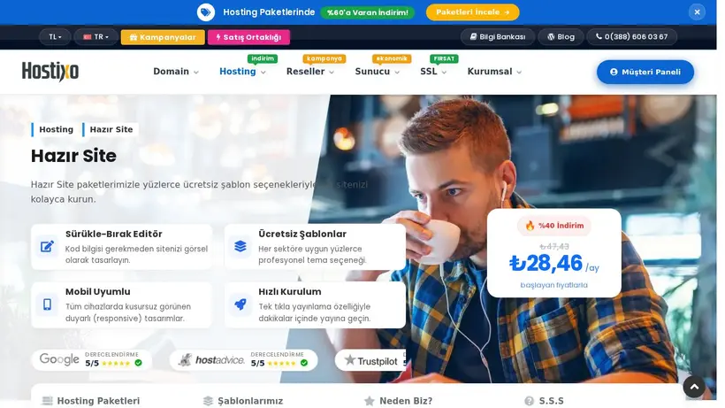 Hostixo homepage screenshot