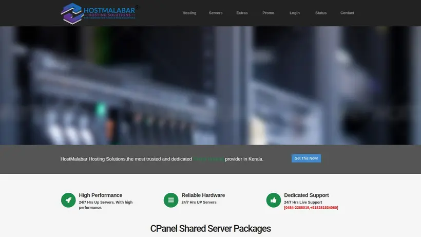 Host Malabar homepage screenshot