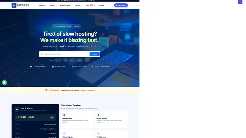 Host Margin homepage screenshot