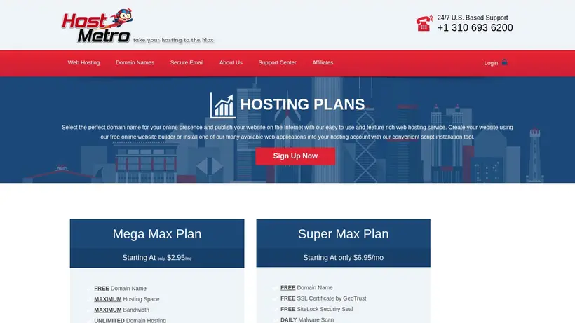 Host Metro homepage screenshot