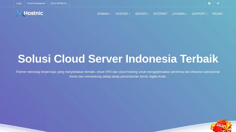 Hostnic Indonesia homepage screenshot