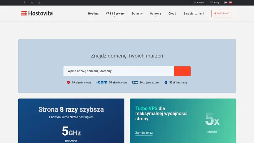 Hostovita homepage screenshot