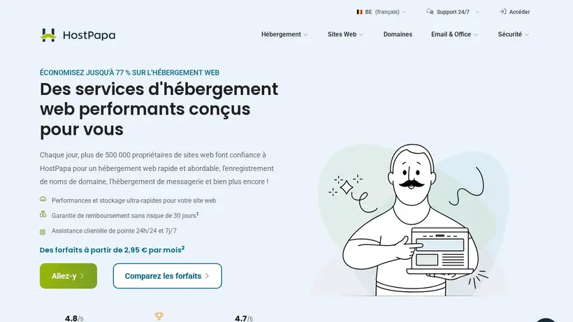 HostPapa.be homepage screenshot