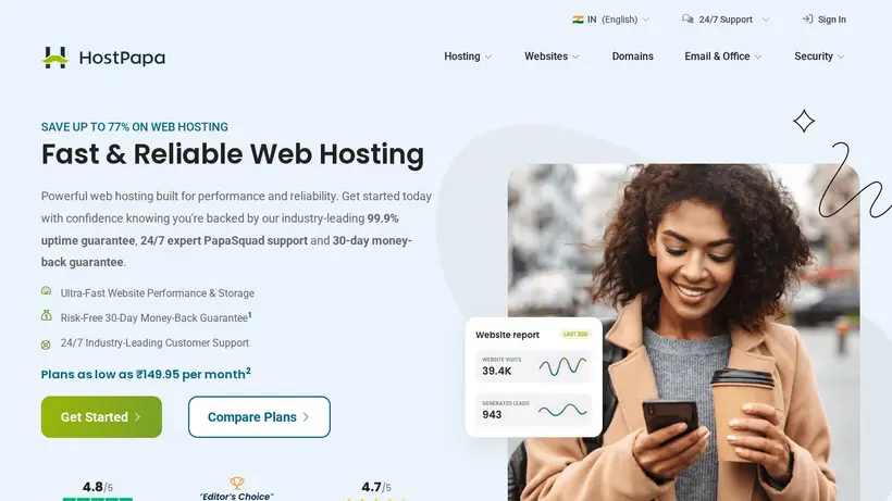 HostPapa.in homepage screenshot