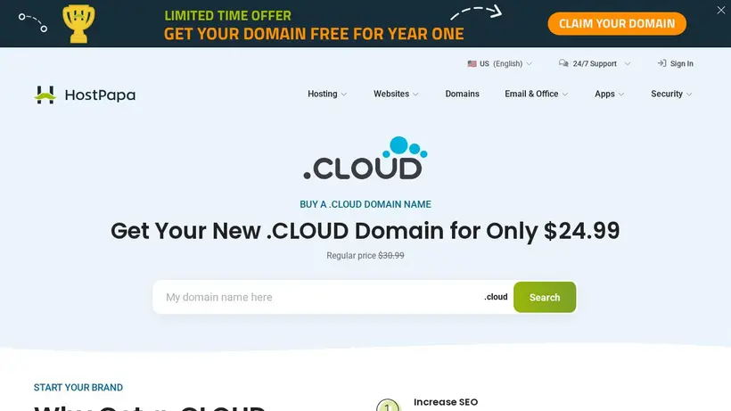 HostPapa AU homepage screenshot