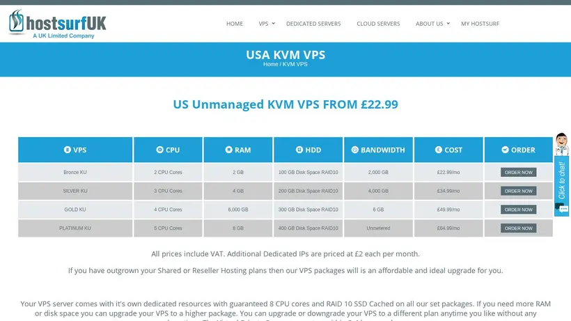 Host Surf UK homepage screenshot