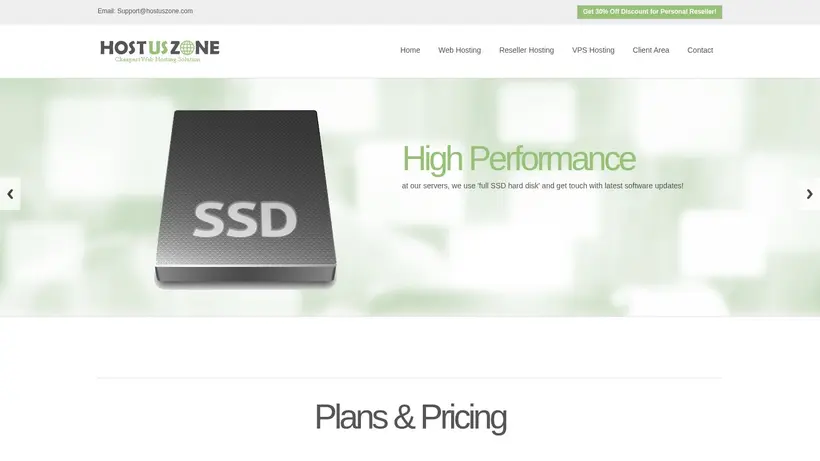 Host Us Zone homepage screenshot