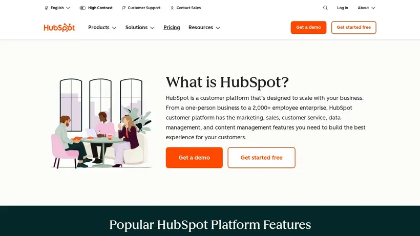 Hubspot homepage screenshot