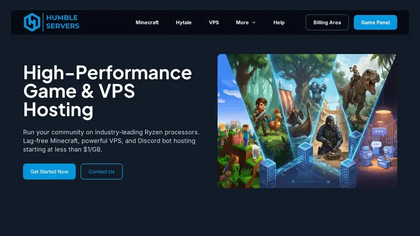 Humble Servers homepage screenshot