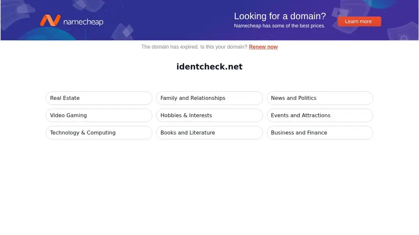 iDentcheck homepage screenshot